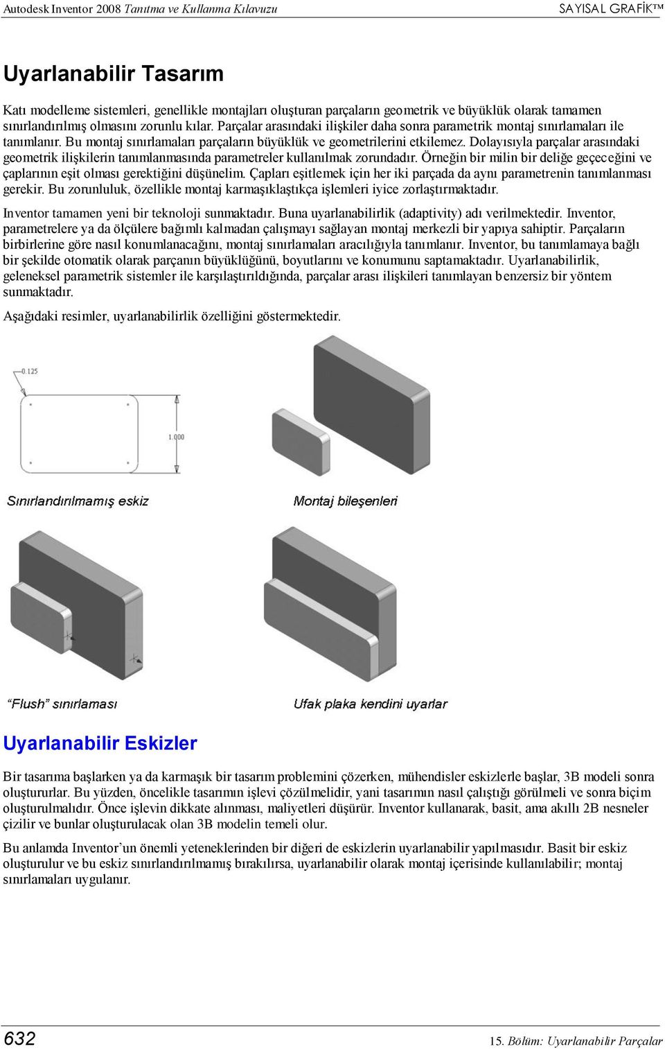 Bu montaj sınırlamaları parçaların büyüklük ve geometrilerini etkilemez. Dolayısıyla parçalar arasındaki geometrik ilişkilerin tanımlanmasında parametreler kullanılmak zorundadır.