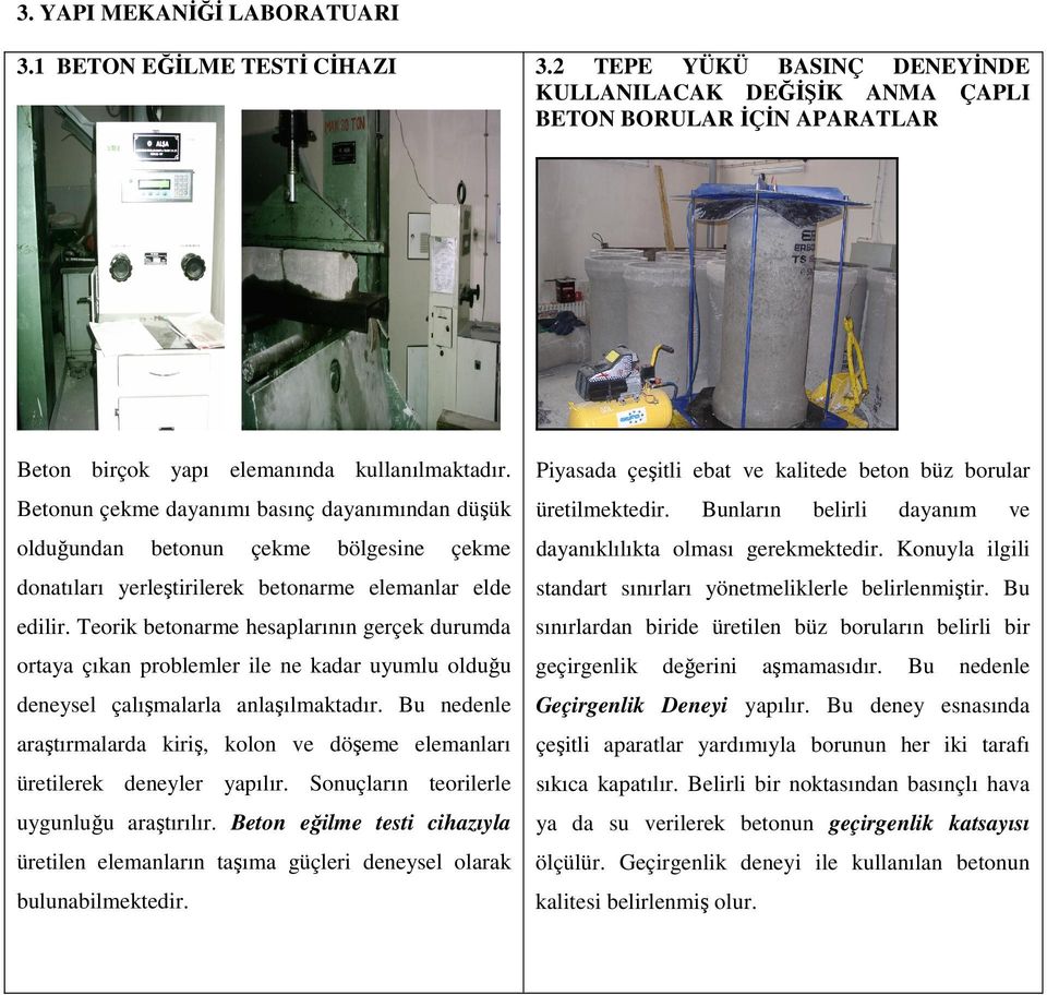 Teorik betonarme hesaplarının gerçek durumda ortaya çıkan problemler ile ne kadar uyumlu olduğu deneysel çalışmalarla anlaşılmaktadır.