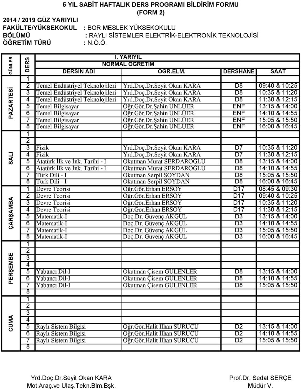 Gör.Dr.Şahin ÜNLÜER ENF :0 & : Temel Bilgisayar Öğr.Gör.Dr.Şahin ÜNLÜER ENF :0 & :0 Temel Bilgisayar Öğr.Gör.Dr.Şahin ÜNLÜER ENF :00 & : Fizik Yrd.Doç.Dr.Seyit Okan KARA D 0: & :0 Fizik Yrd.Doç.Dr.Seyit Okan KARA D :0 & : Atatürk İlk.