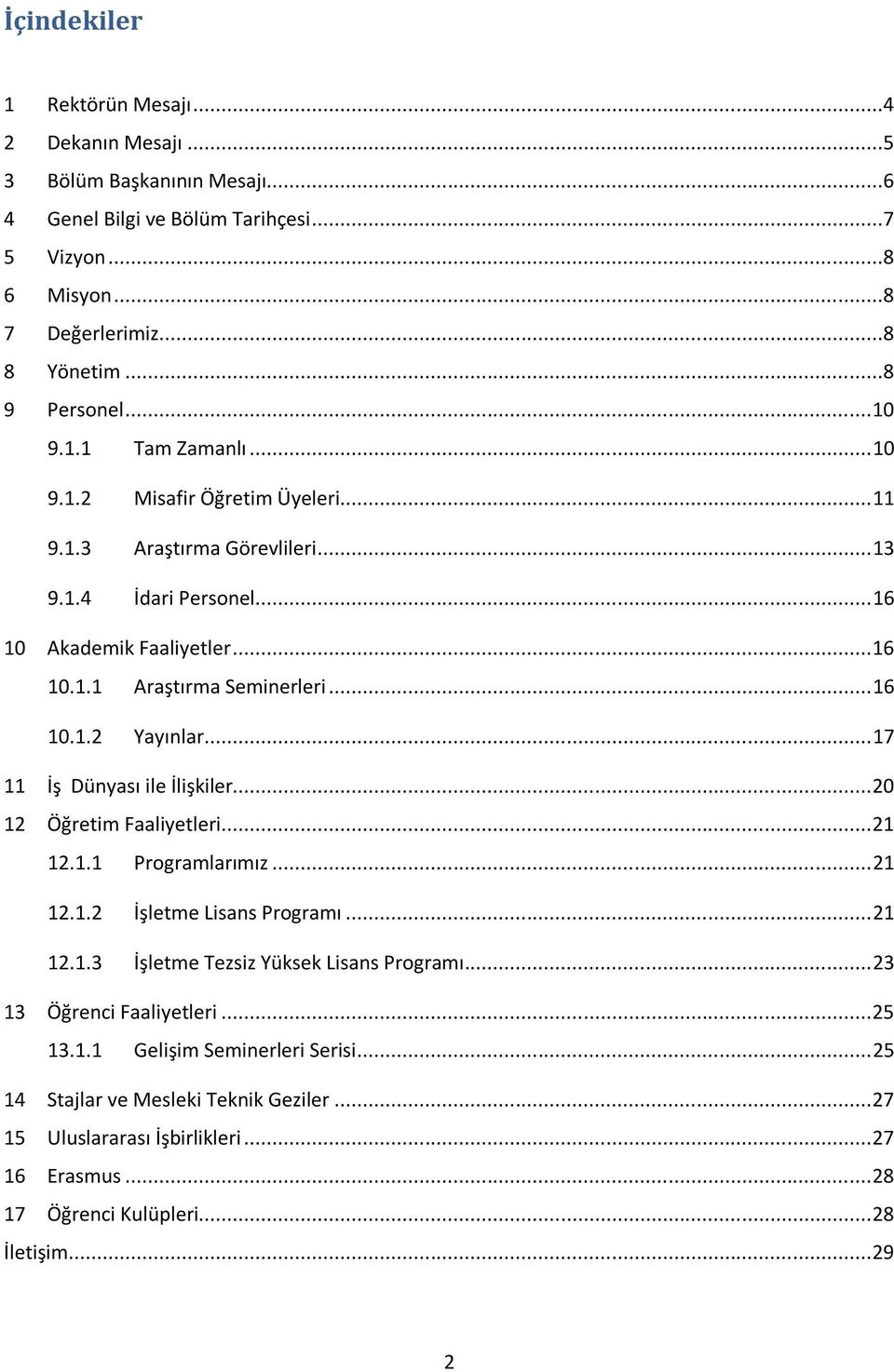 .. 17 11 İş Dünyası ile İlişkiler... 20 12 Öğretim Faaliyetleri... 21 12.1.1 Programlarımız... 21 12.1.2 İşletme Lisans Programı... 21 12.1.3 İşletme Tezsiz Yüksek Lisans Programı.