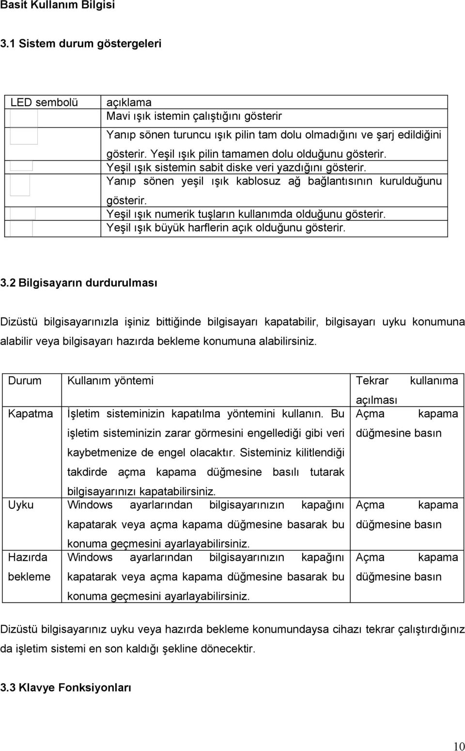 Yeşil ışık numerik tuşların kullanımda olduğunu gösterir. Yeşil ışık büyük harflerin açık olduğunu gösterir. 3.