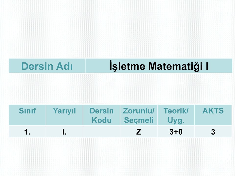 Dersin Kodu Zorunlu/