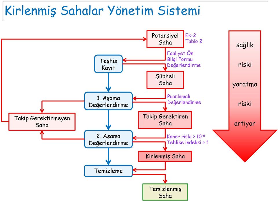 Değerlendirme Puanlamalı Değerlendirme sağlık riski yaratma riski Takip Gerektirmeyen