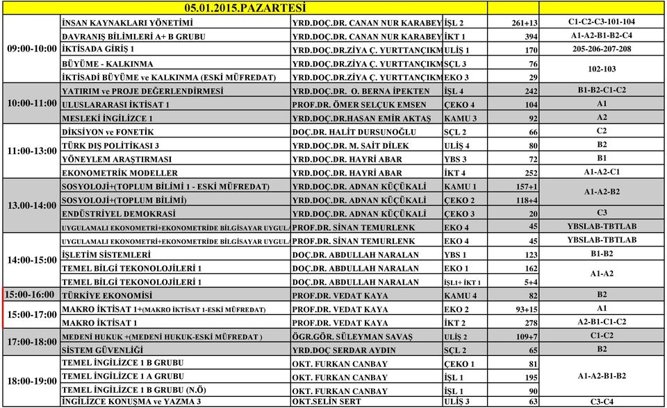 CANAN NUR KARABEY İKT 1 394 A1-A2-B1-B2-C4 İKTİSADA GİRİŞ 1 BÜYÜME - KALKINMA İKTİSADİ BÜYÜME ve KALKINMA (ESKİ MÜFREDAT) YRD.DOÇ.DR.ZİYA Ç. YURTTANÇIKMAZ ULİŞ 1 170 205-206-207-208 YRD.DOÇ.DR.ZİYA Ç. YURTTANÇIKMAZ SÇL 3 76 YRD.