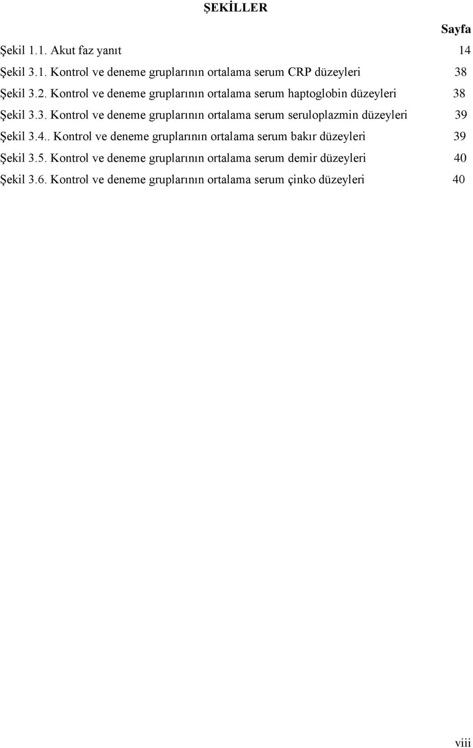 Şekil 3.3. Kontrol ve deneme gruplarının ortalama serum seruloplazmin düzeyleri 39 Şekil 3.4.