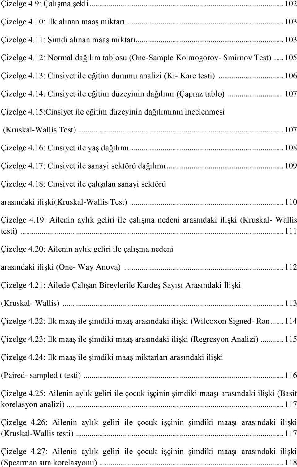 15:Cinsiyet ile eğitim düzeyinin dağılımının incelenmesi (Kruskal-Wallis Test)... 107 Çizelge 4.16: Cinsiyet ile yaģ dağılımı... 108 Çizelge 4.17: Cinsiyet ile sanayi sektörü dağılımı... 109 Çizelge 4.