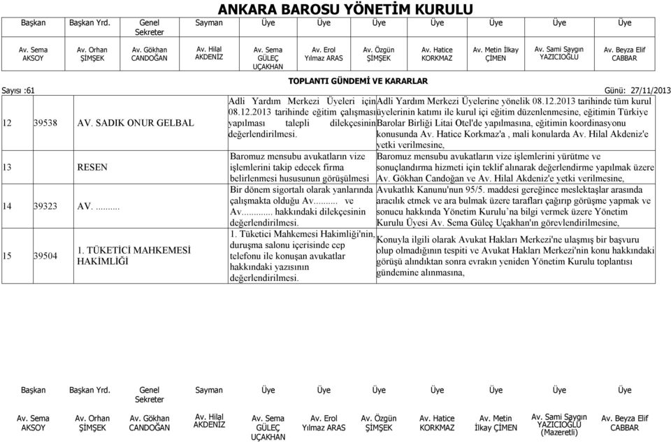 avukatların vize Baromuz mensubu avukatların vize işlemlerini yürütme ve 13 RESEN işlemlerini takip edecek firma sonuçlandırma hizmeti için teklif alınarak değerlendirme yapılmak üzere belirlenmesi