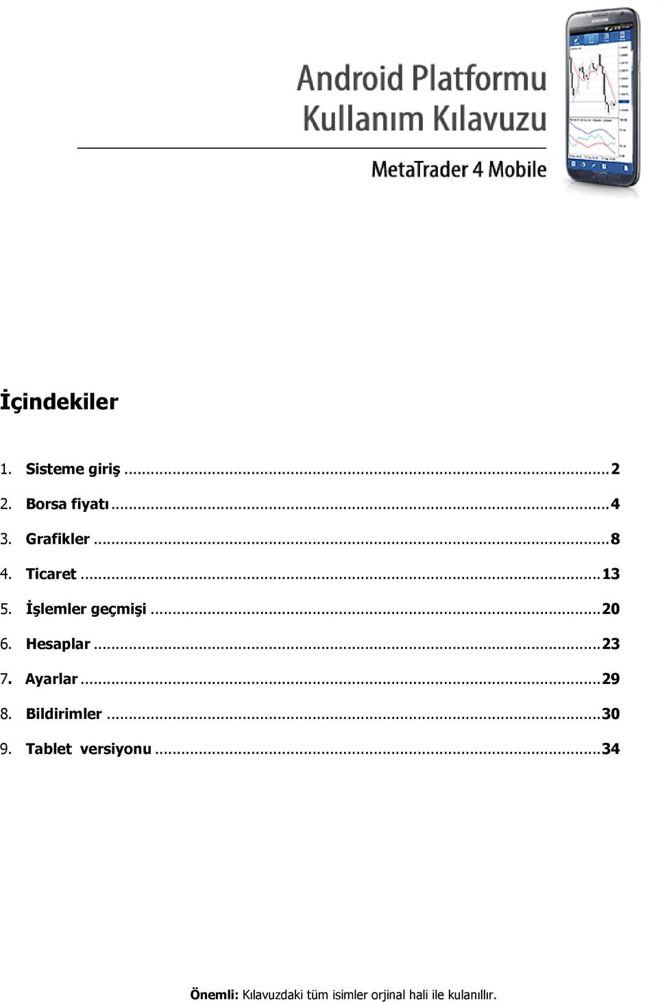 Hesaplar... 23 7. Ayarlar... 29 8. Bildirimler... 30 9.