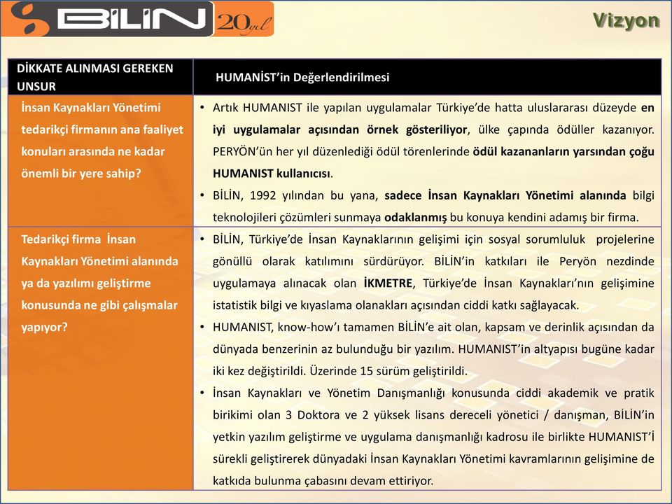 Artık HUMANIST ile yapılan uygulamalar Türkiye de hatta uluslararası düzeyde en iyi uygulamalar açısından örnek gösteriliyor, ülke çapında ödüller kazanıyor.