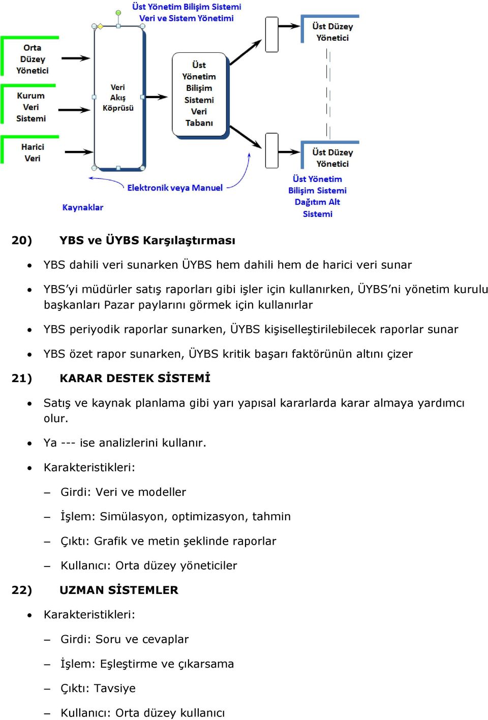 SİSTEMİ Satış ve kaynak planlama gibi yarı yapısal kararlarda karar almaya yardımcı olur. Ya --- ise analizlerini kullanır.