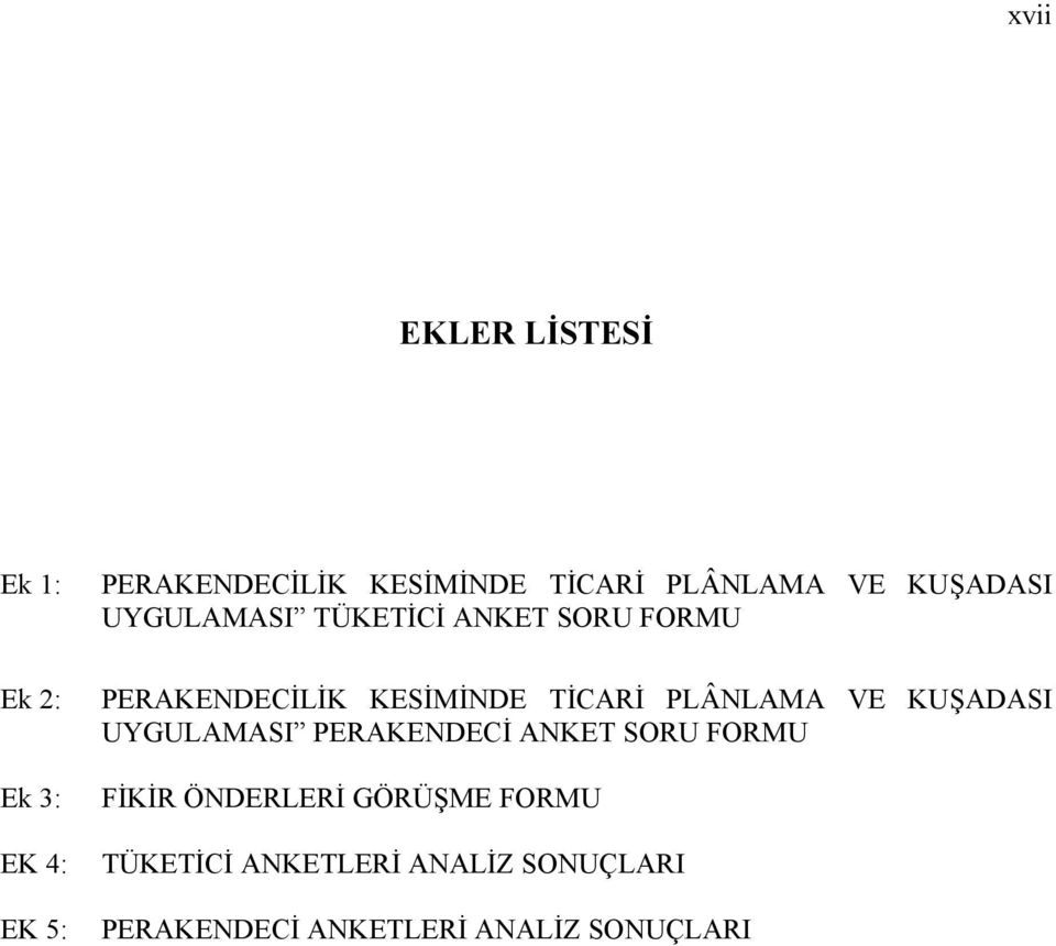 TİCARİ PLÂNLAMA VE KUŞADASI UYGULAMASI PERAKENDECİ ANKET SORU FORMU FİKİR ÖNDERLERİ