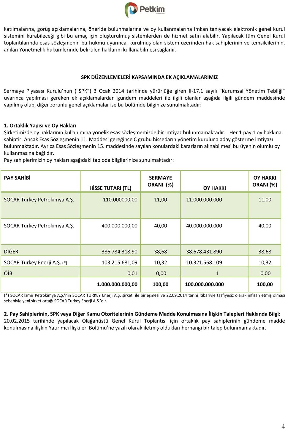 Yapılacak tüm Genel Kurul toplantılarında esas sözleşmenin bu hükmü uyarınca, kurulmuş olan sistem üzerinden hak sahiplerinin ve temsilcilerinin, anılan Yönetmelik hükümlerinde belirtilen haklarını