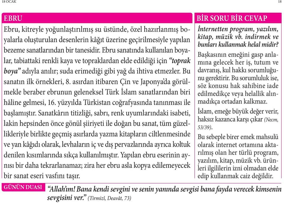 asırdan itibaren Çin ve Japonya da görülmekle beraber ebrunun geleneksel Türk İslam sanatlarından biri hâline gelmesi, 16. yüzyılda Türkistan coğrafyasında tanınması ile başlamıştır.