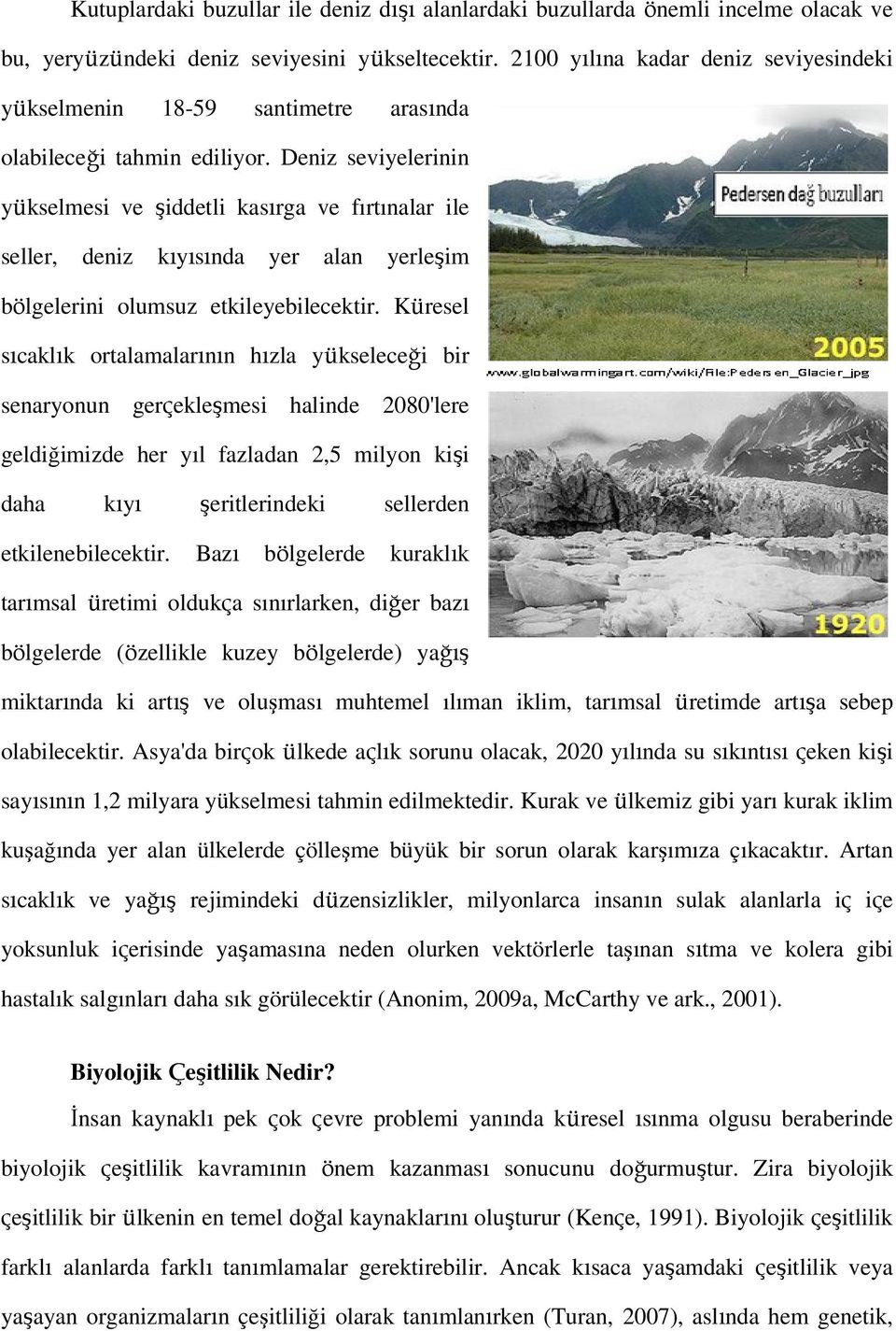 Deniz seviyelerinin yükselmesi ve şiddetli kasırga ve fırtınalar ile seller, deniz kıyısında yer alan yerleşim bölgelerini olumsuz etkileyebilecektir.