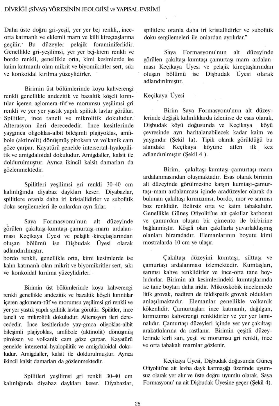 Genellikle gri-yeşilimsi, yer yer bej-krem renkli ve bordo renkli, genellikle orta, kimi kesimlerde ise kaim katmanlı olan mikrit ve biyomikritler sert, sıkı ve konkoidal kırılma yüzeylidirler.