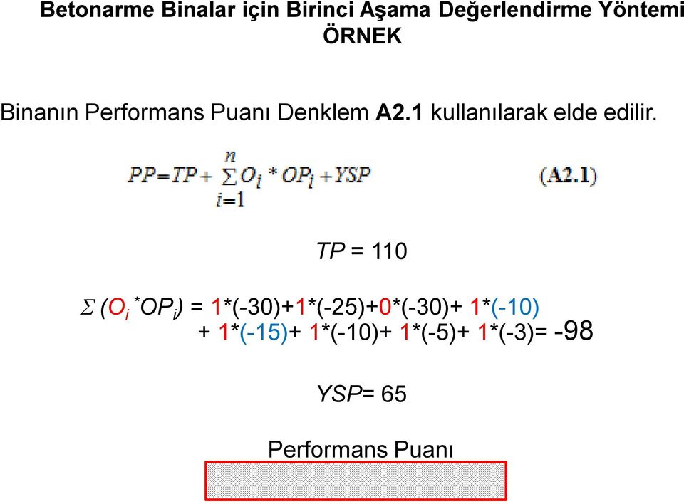 TP = 110 (O i * OP i ) = 1*(-30)+1*(-25)+0*(-30)+ 1*(-10) + 1*(-15)+