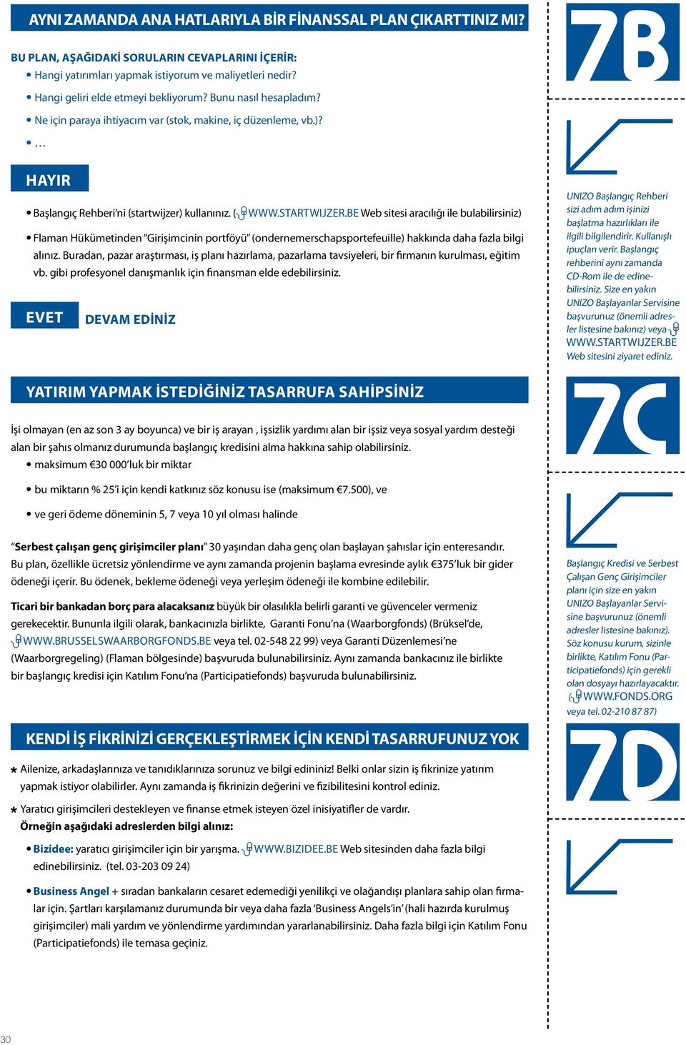 kullanınız. ( www.startwijzer.be Web sitesi aracılığı ile bulabilirsiniz) Flaman Hükümetinden Girişimcinin portföyü (ondernemerschapsportefeuille) hakkında daha fazla bilgi alınız.