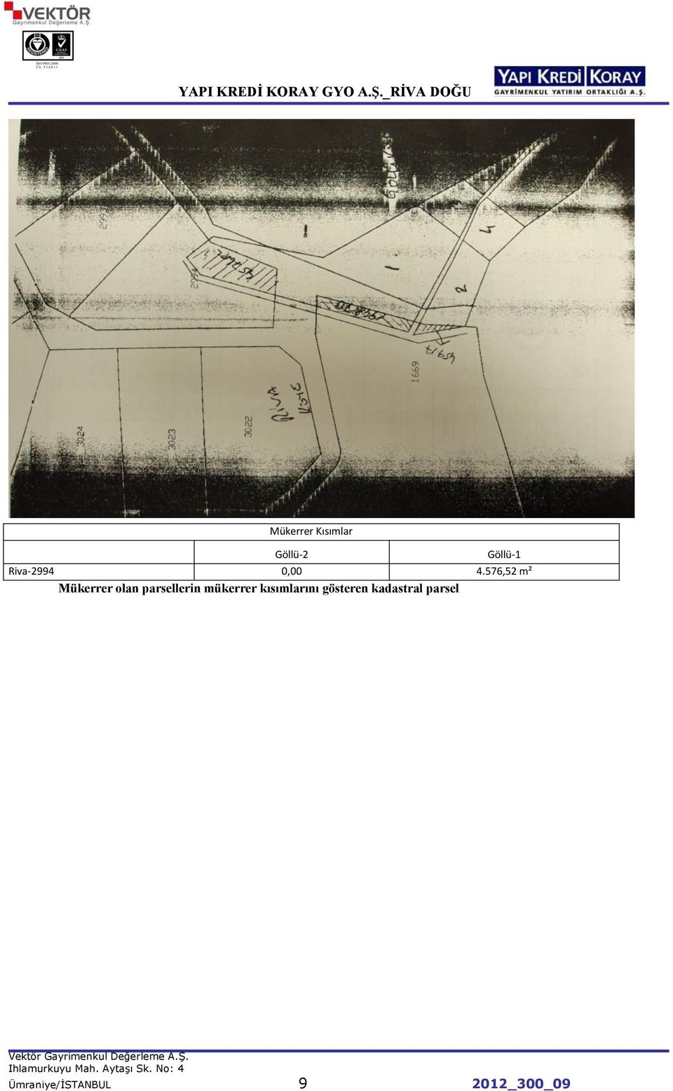 576,52 m² Mükerrer olan parsellerin