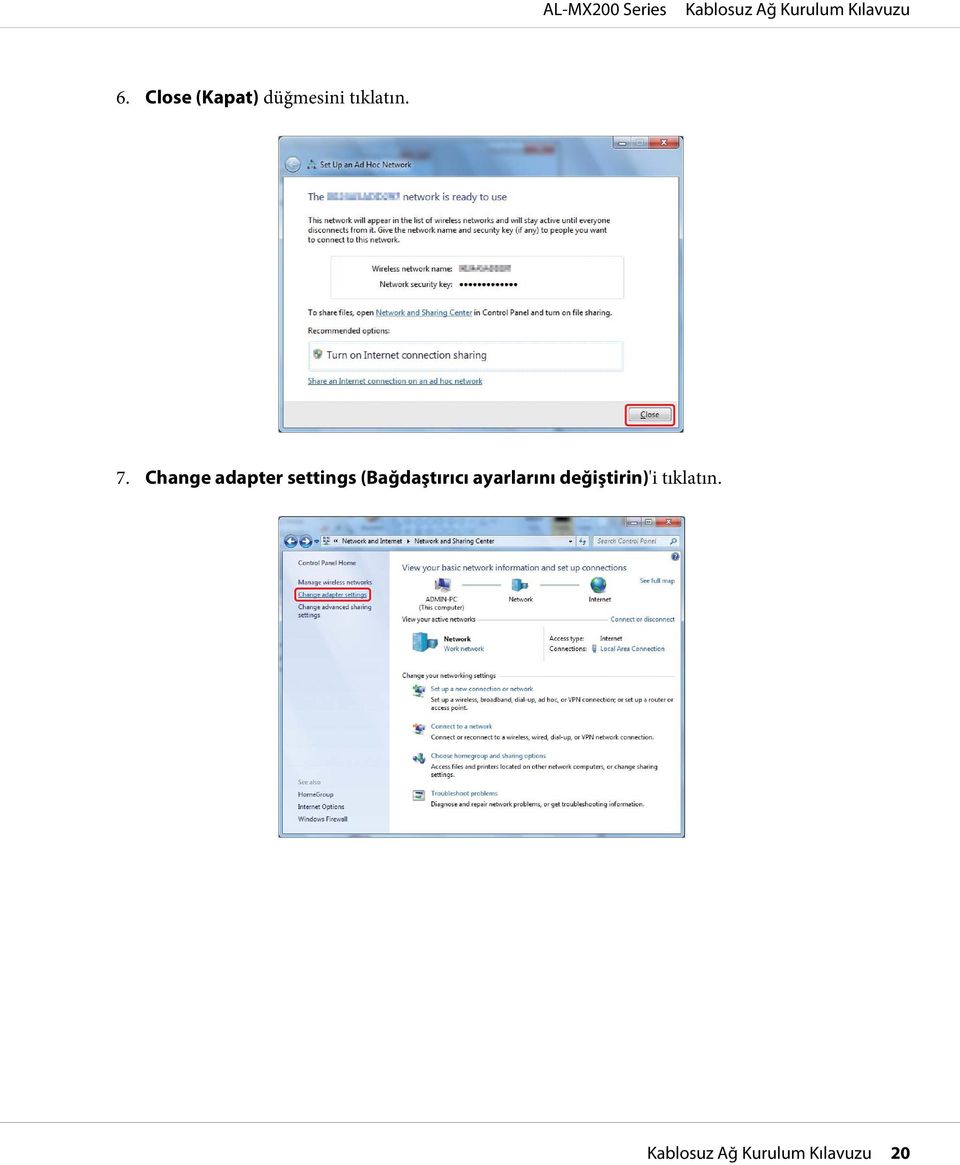 Change adapter settings