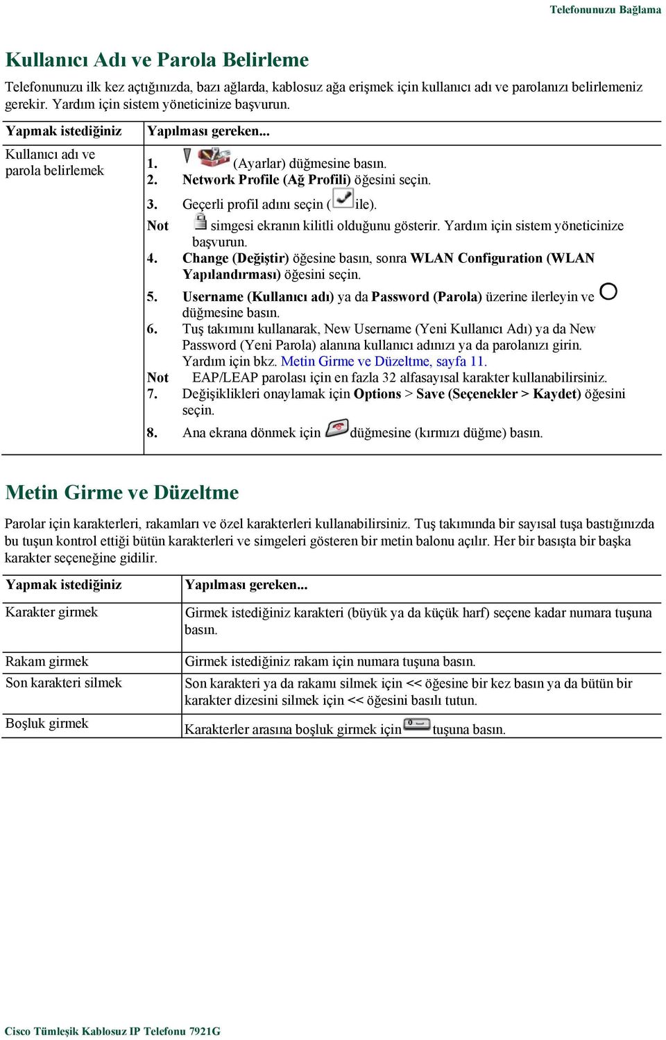 Not simgesi ekranın kilitli olduğunu gösterir. Yardım için sistem yöneticinize başvurun. 4. Change (Değiştir) öğesine basın, sonra WLAN Configuration (WLAN Yapılandırması) öğesini seçin. 5.