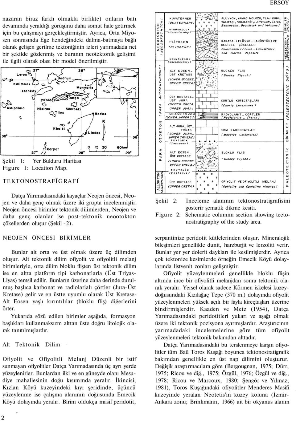 olası bir model önerilmiştir. Şekil 1: Yer Bulduru Haritası Figure I: Location Map.