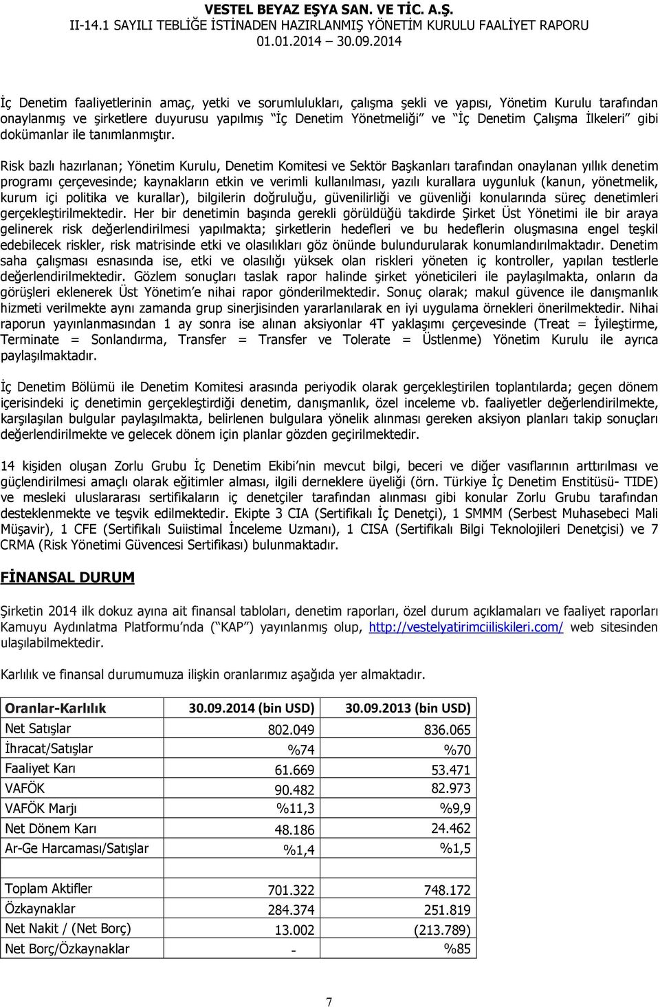 Risk bazlı hazırlanan; Yönetim Kurulu, Denetim Komitesi ve Sektör Başkanları tarafından onaylanan yıllık denetim programı çerçevesinde; kaynakların etkin ve verimli kullanılması, yazılı kurallara