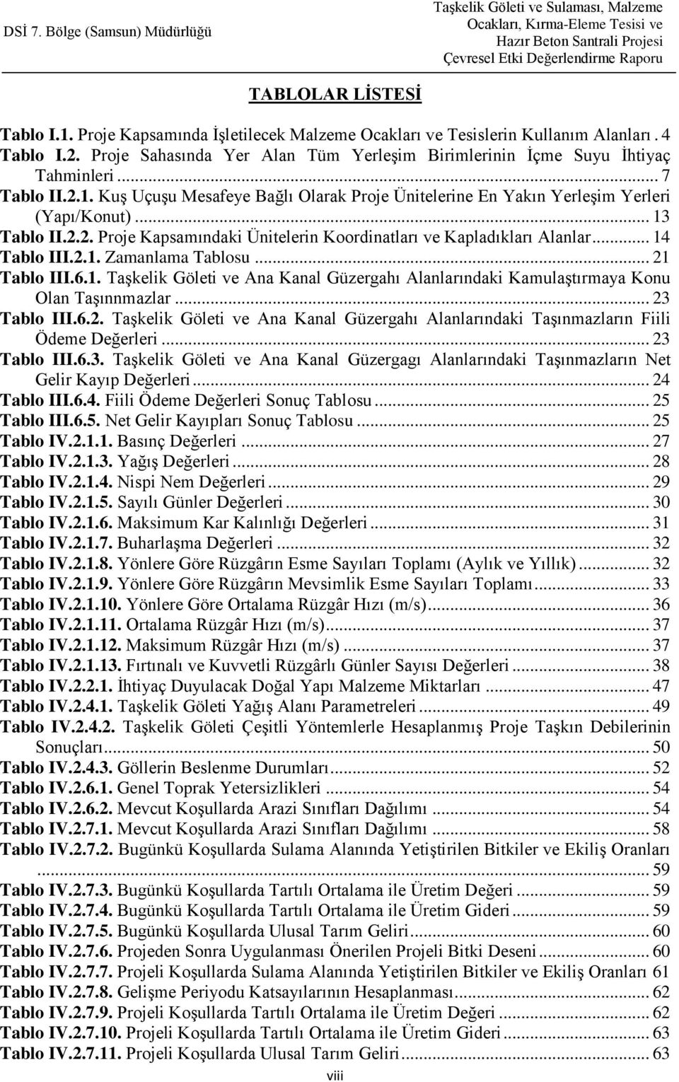 .. 14 Tablo III.2.1. Zamanlama Tablosu... 21 Tablo III.6.1. TaĢkelik Göleti ve Ana Kanal Güzergahı Alanlarındaki KamulaĢtırmaya Konu Olan TaĢınnmazlar... 23 Tablo III.6.2. TaĢkelik Göleti ve Ana Kanal Güzergahı Alanlarındaki TaĢınmazların Fiili Ödeme Değerleri.