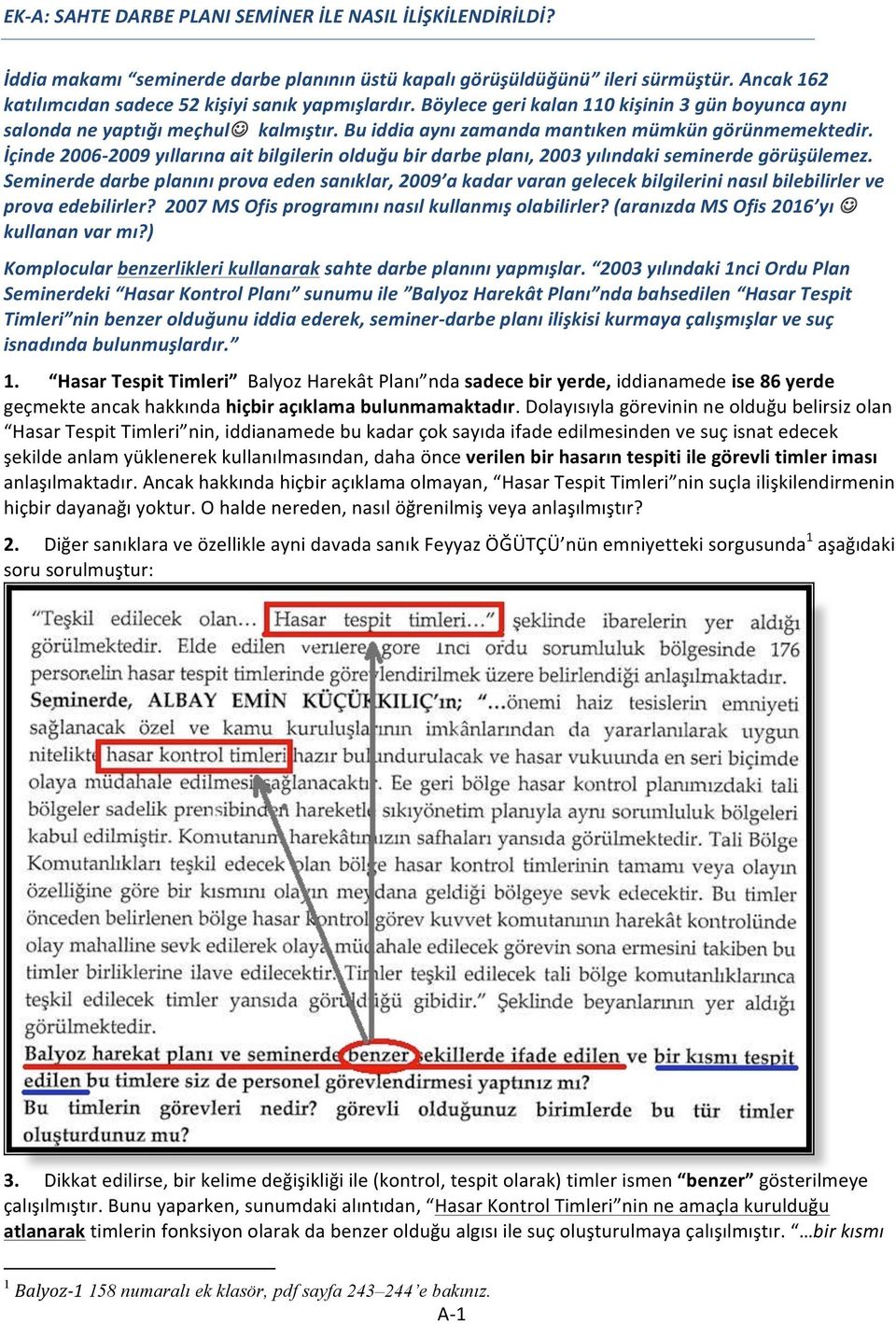 Bu iddia aynı zamanda mantıken mümkün görünmemektedir. İçinde 2006-2009 yıllarına ait bilgilerin olduğu bir darbe planı, 2003 yılındaki seminerde görüşülemez.