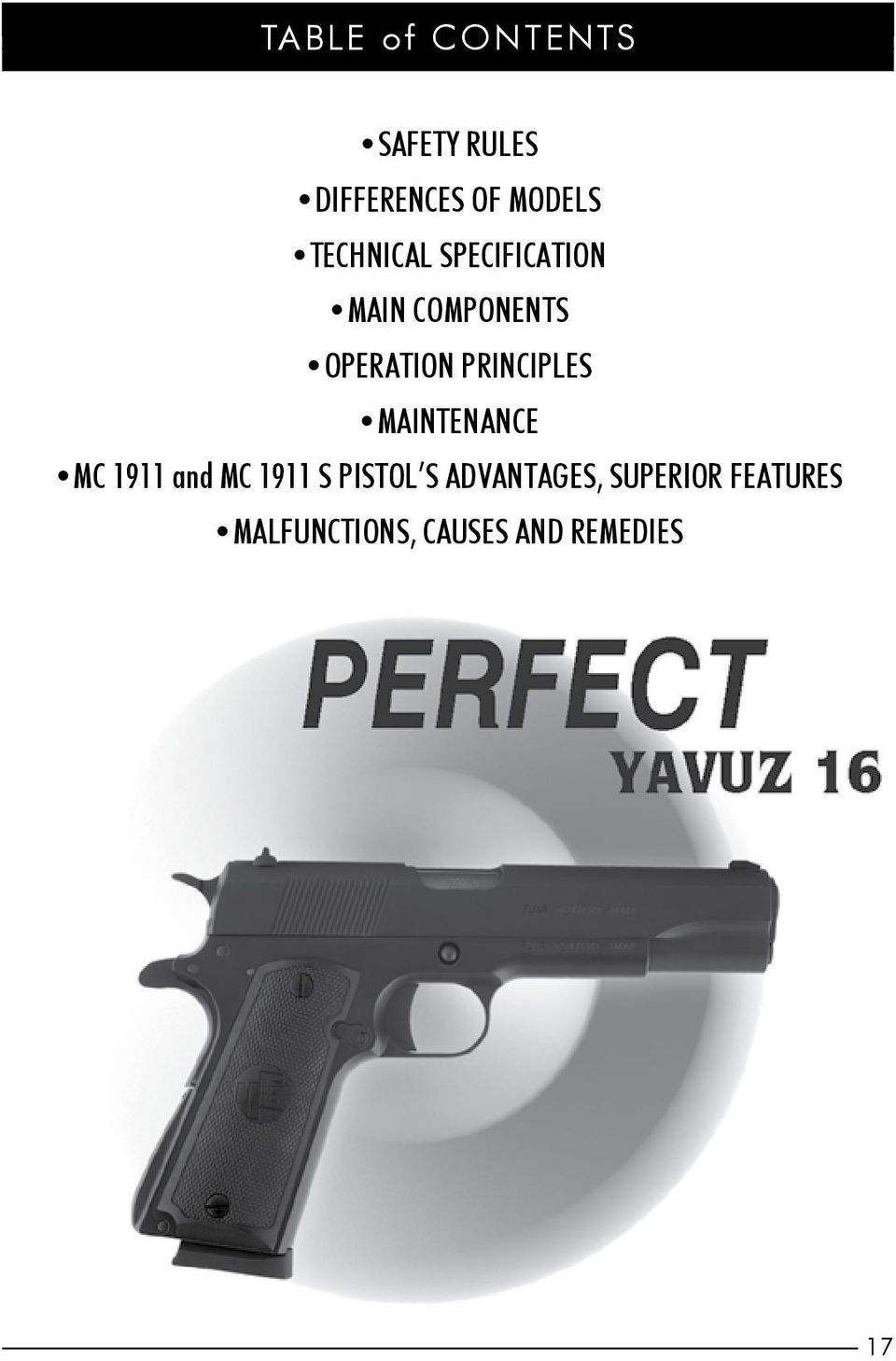 PRINCIPLES MAINTENANCE MC 1911 and MC 1911 S PISTOL S