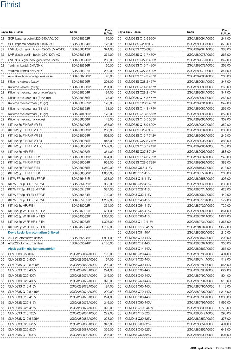 ni 380-400V AC 1SDA038314R1 374,00 52 UVD düşük ger. bob.