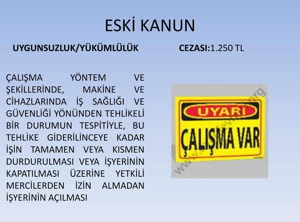 GÜVENLİĞİ YÖNÜNDEN TEHLİKELİ BİR DURUMUN TESPİTİYLE, BU TEHLİKE