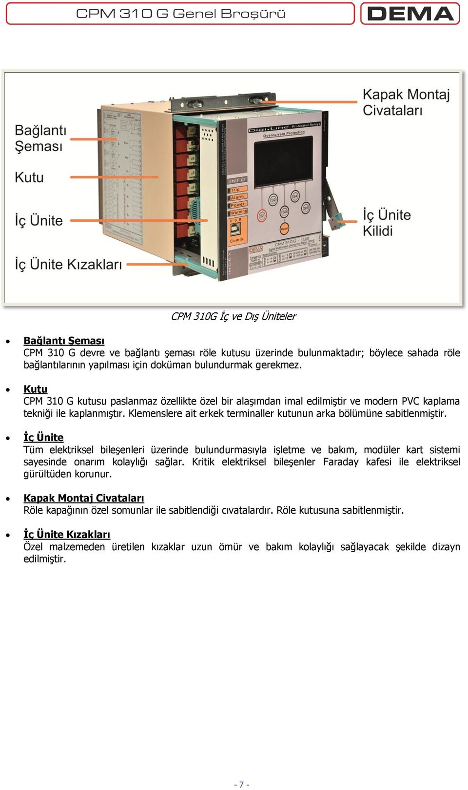 İç Ünite Tüm elektriksel bileşenleri üzerinde bulundurmasıyla işletme ve bakım, modüler kart sistemi sayesinde onarım kolaylığı sağlar.