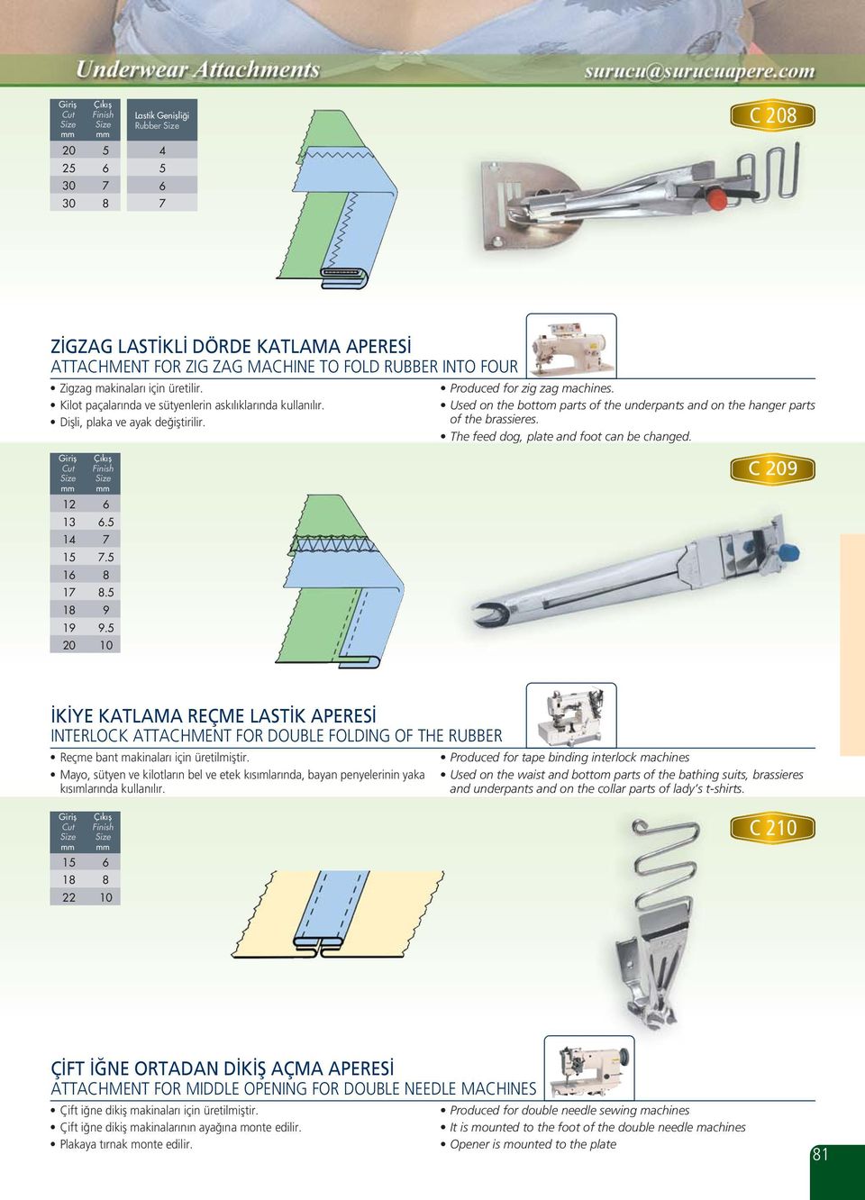 C 9 İKİYE KATLAMA REÇME LASTİK APERESİ INTERLOCK ATTACHMENT FOR DOUBLE FOLDING OF THE RUBBER Reçme bant makinaları için üretilmiştir.