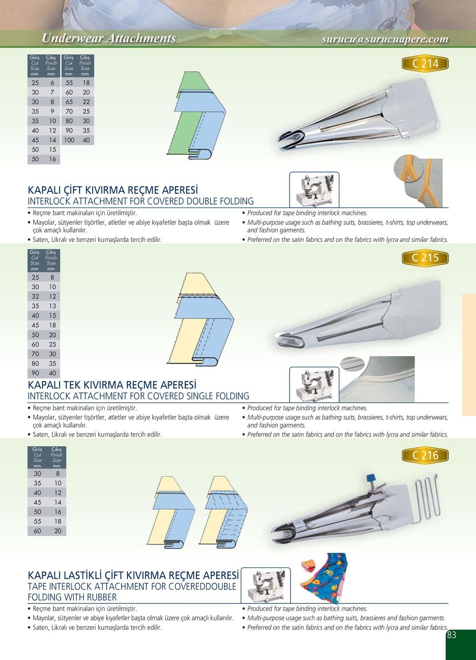 32 0 0 0 90 13 1 KAPALI TEK KIVIRMA REÇME APERESİ INTERLOCK ATTACHMENT FOR COVERED SINGLE FOLDING Reçme bant makinaları için üretilmiştir.  Produced for tape binding interlock machines.