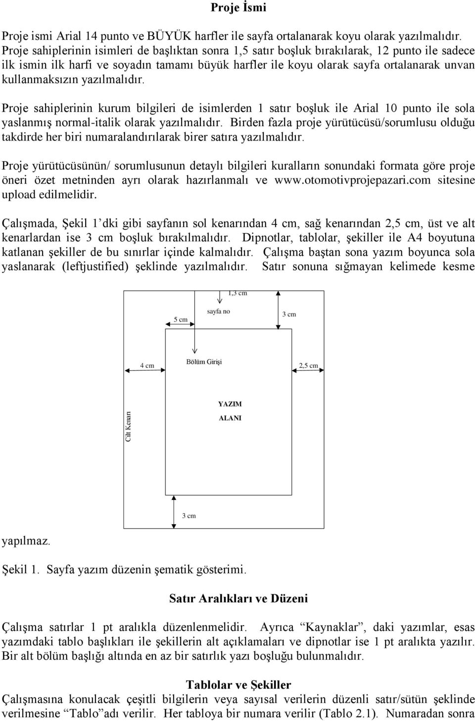 kullanmaksızın yazılmalıdır. Proje sahiplerinin kurum bilgileri de isimlerden 1 satır boşluk ile Arial 10 punto ile sola yaslanmış normal-italik olarak yazılmalıdır.