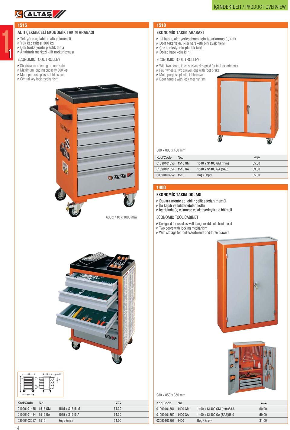 için tasarlanm fl üç rafl Dört tekerlekli, ikisi hareketli biri ayak frenli Çok fonksiyonlu plastik tabla Dolap kap kolu kilitli ECONOMIC TOOL TROLLEY With two doors, three shelves designed for tool