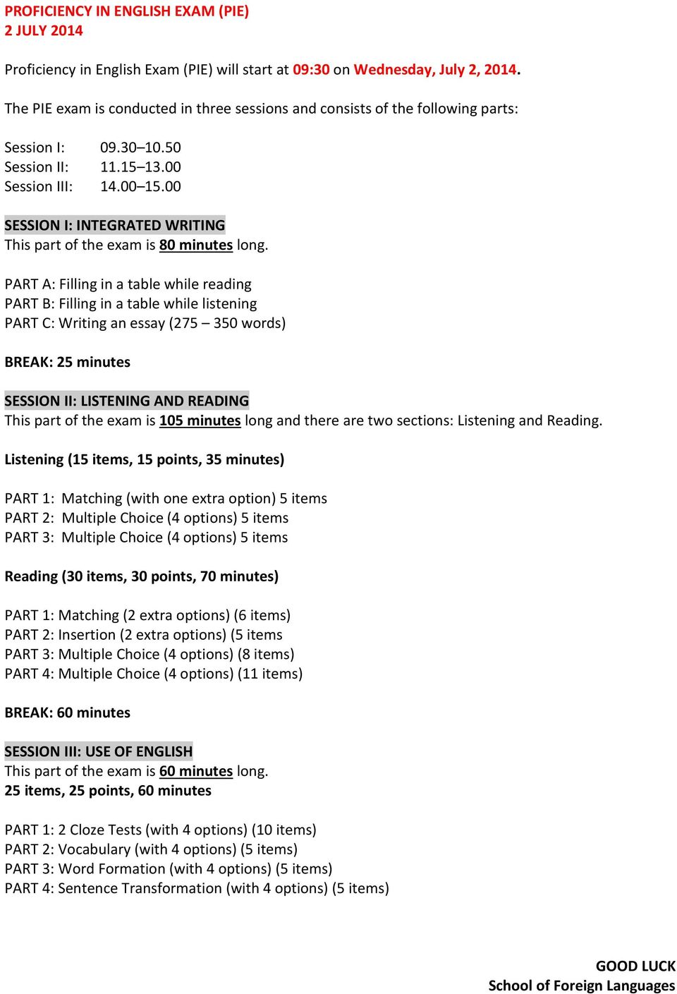 00 SESSION I: INTEGRATED WRITING This part of the exam is 80 minutes long.