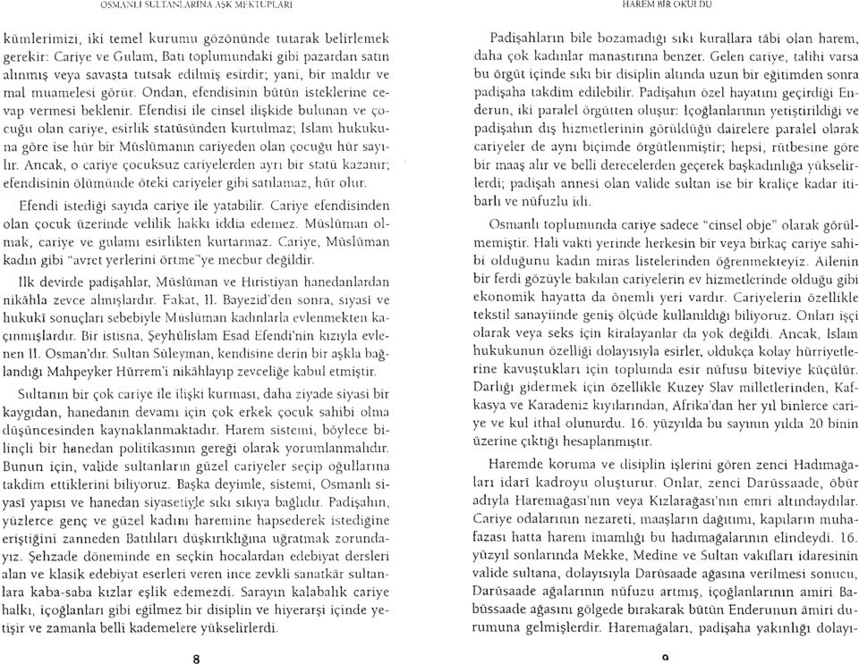 Elendisi ile cinsel iligkicle bttlunan ve qocu$u olan carive, esirlik statiistinden kurttrimaz; lslanr huktrkr-rna gore ise htir bir Mirsltintarttn caril's6lstl olan qocu$u hfir sa1'tlrr.