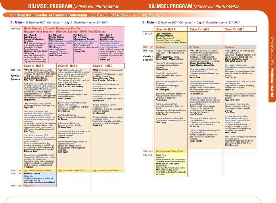 45 Beyin F rt nas - Uzmanla Buluflma ve Kurslar Brainstorming Sessions - Meet the Experts - Workshops&Courses Oda 1 / Room 1 Beyin F rt nas / Brainstorming Sessions: Glen Baker BS-3: Neuroprotective