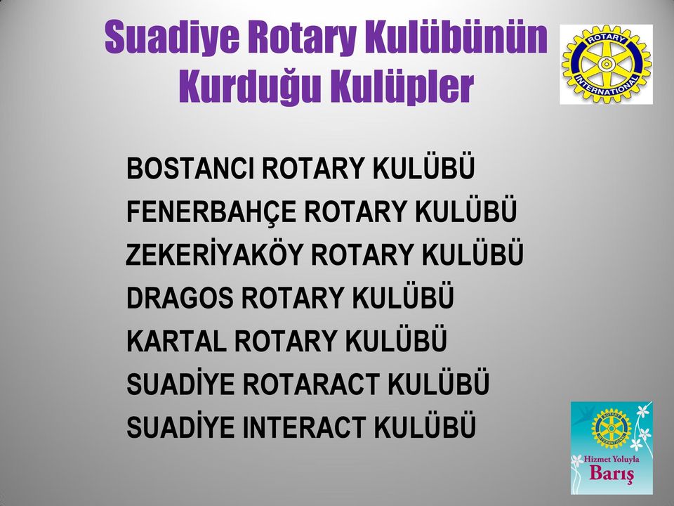 ROTARY KULÜBÜ DRAGOS ROTARY KULÜBÜ KARTAL ROTARY