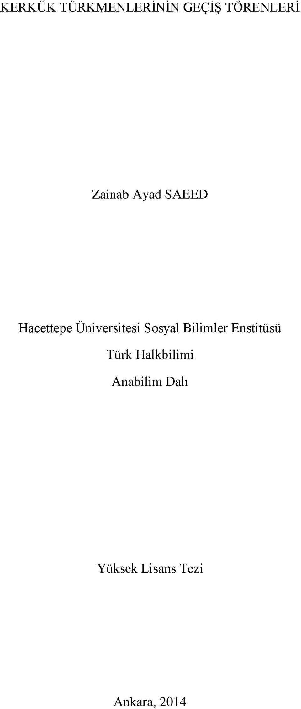 Sosyal Bilimler Enstitüsü Türk Halkbilimi