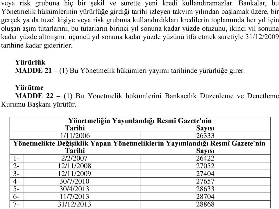 için oluşan aşım tutarlarını, bu tutarların birinci yıl sonuna kadar yüzde otuzunu, ikinci yıl sonuna kadar yüzde altmışını, üçüncü yıl sonuna kadar yüzde yüzünü itfa etmek suretiyle 31/12/2009