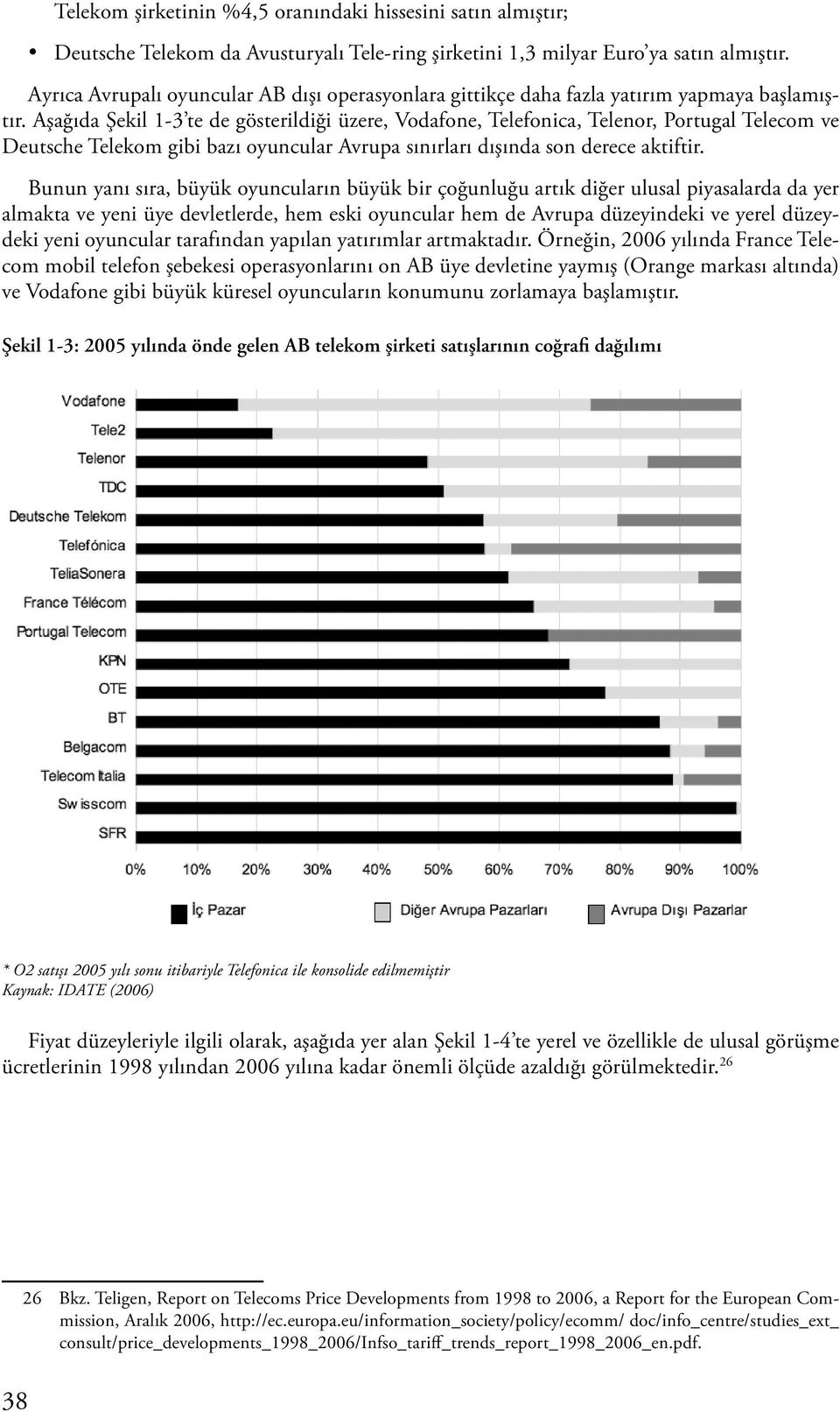 Aşağıda Şekil 1-3 te de gösterildiği üzere, Vodafone, Telefonica, Telenor, Portugal Telecom ve Deutsche Telekom gibi bazı oyuncular Avrupa sınırları dışında son derece aktiftir.