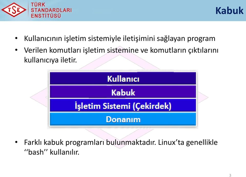 komutların çıktılarını kullanıcıya iletir.