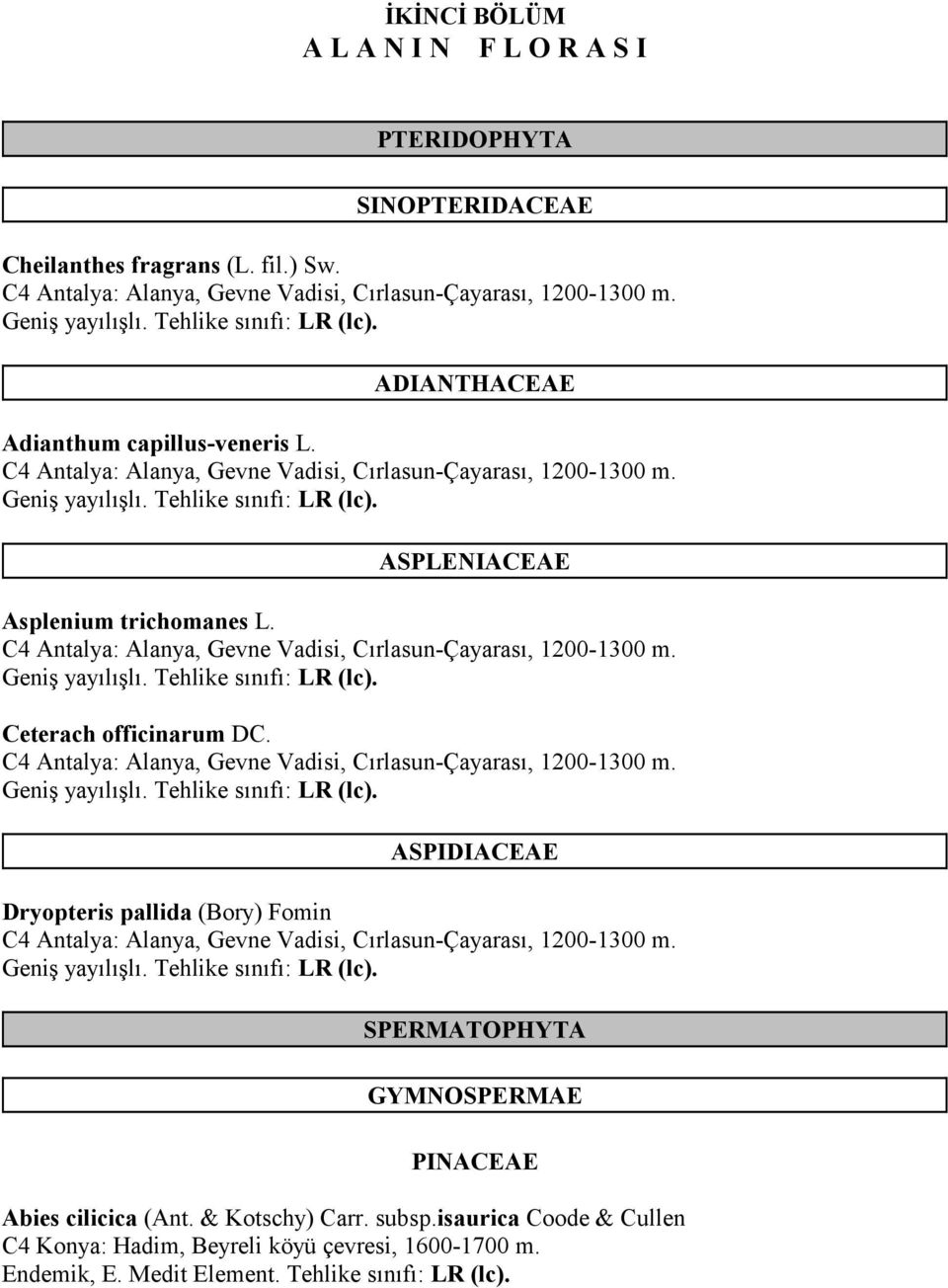 C4 Antalya: Alanya, Gevne Vadisi, Crlasun-Çayaras, 1200-1300 m.. Ceterach officinarum DC. C4 Antalya: Alanya, Gevne Vadisi, Crlasun-Çayaras, 1200-1300 m.