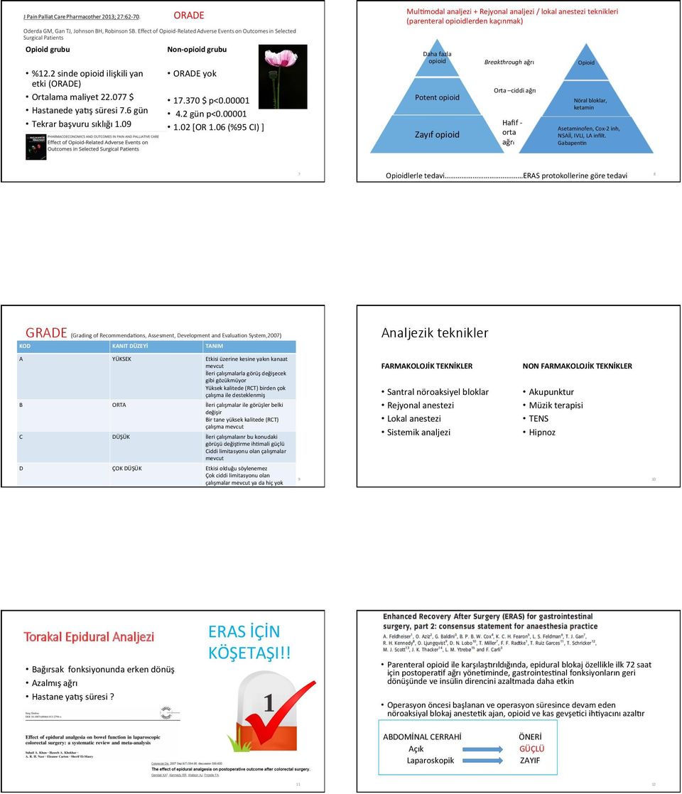 06 (%95 CI) ] Daha fazla opioid Potent opioid Zayıf opioid Breakthrough ağrı Orta ciddi ağrı Hafif - orta ağrı Opioid Nöral bloklar, ketamin Asetaminofen, Cox- 2 inh, NSAİİ, IVLI, LA infilt.