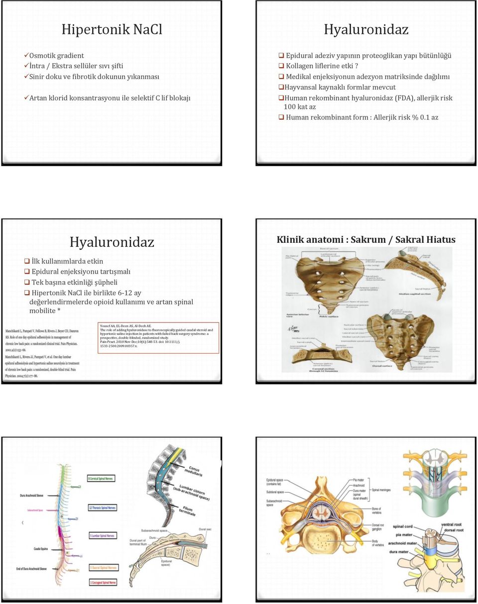 q Medikal enjeksiyonun adezyon matriksinde dağılımı q Hayvansal kaynaklı formlar mevcut q Human rekombinant hyaluronidaz (FDA), allerjik risk 100 kat az q Human rekombinant form : Allerjik risk % 0.