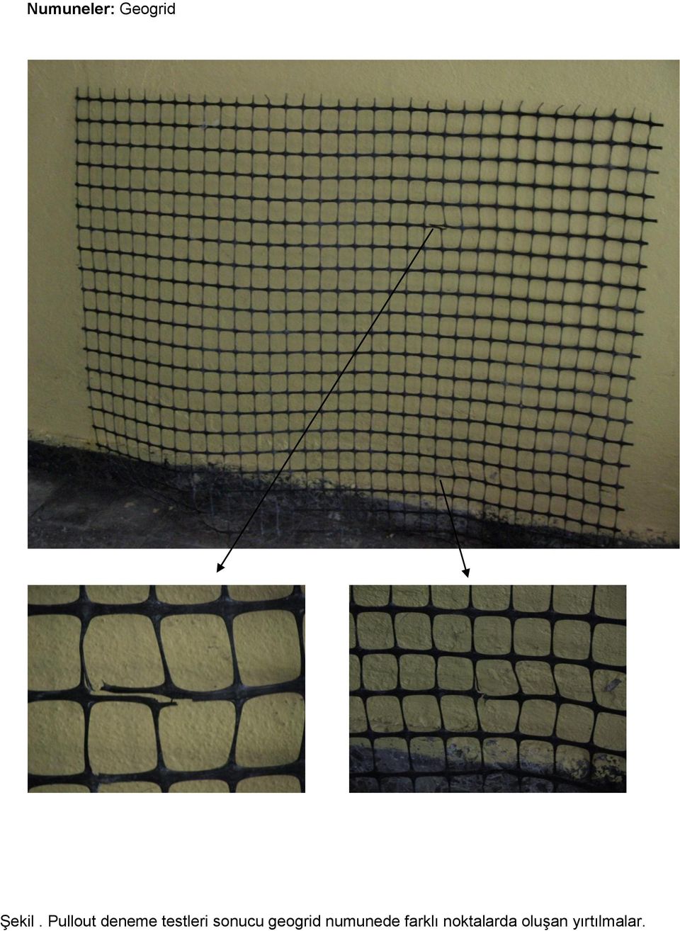 sonucu geogrid numunede