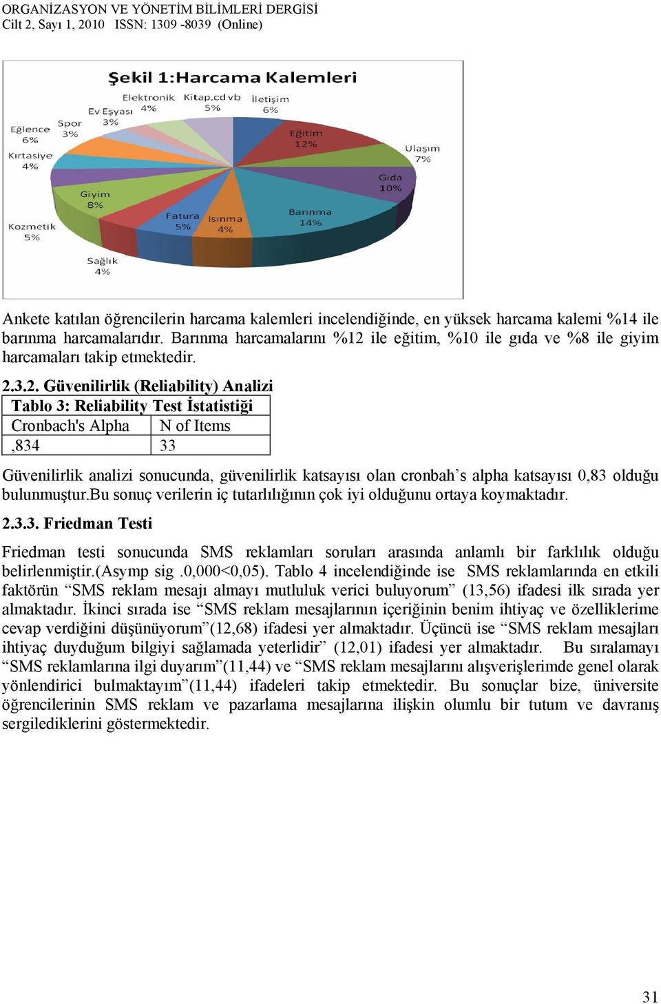 ile eğitim, %10 ile gıda ve %8 ile giyim harcamaları takip etmektedir. 2.