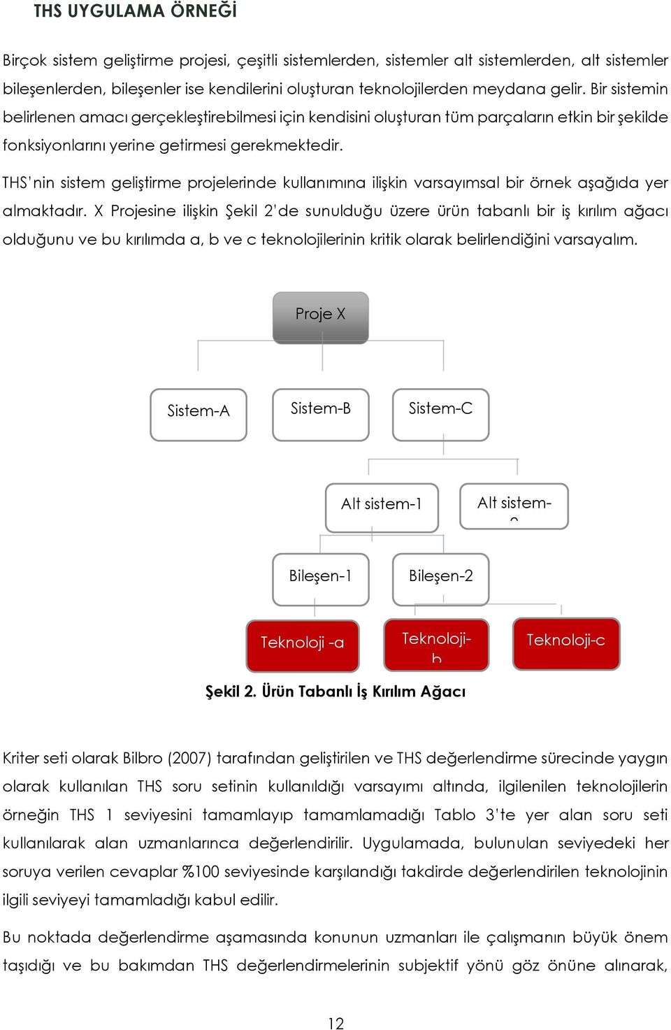 THS nin sistem geliştirme projelerinde kullanımına ilişkin varsayımsal bir örnek aşağıda yer almaktadır.